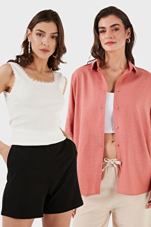 Lela Kadın Gömlek-Atlet Set 67810014979S2