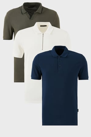 Buratti Pamuklu Regular Fit 3'lü Paket Polo Yaka T Shirt Erkek POLO YAKA T SHİRT 59029641527S3
