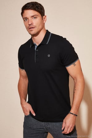 Buratti Pamuklu Slim Fit Şerit Detaylı Düğmeli Polo Yaka 3'lü Paket T Shirt Erkek T SHİRT 5902118S3