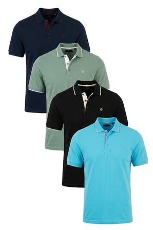 Buratti Pamuklu Slim Fit Şerit Detaylı Düğmeli Polo Yaka 4'lü Paket T Shirt Erkek T SHİRT 5902118S4