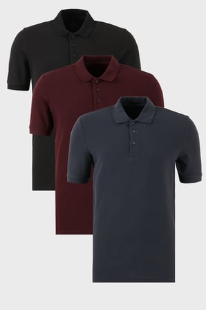 Buratti Pamuklu Regular Fit Düğmeli Polo Yaka 3'lü Paket T Shirt Erkek T SHİRT 5902127S3