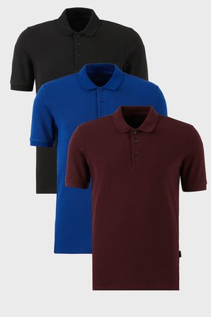 Buratti Pamuklu Regular Fit Düğmeli Polo Yaka 3'lü Paket T Shirt Erkek T SHİRT 5902127S3