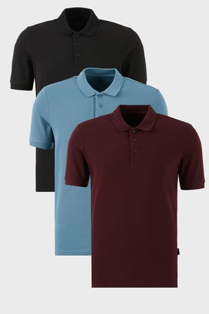 Buratti Pamuklu Regular Fit Düğmeli Polo Yaka 3'lü Paket T Shirt Erkek T SHİRT 5902127S3