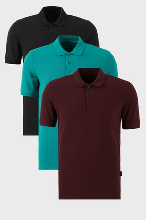 Buratti Pamuklu Regular Fit Düğmeli Polo Yaka 3'lü Paket T Shirt Erkek T SHİRT 5902127S3