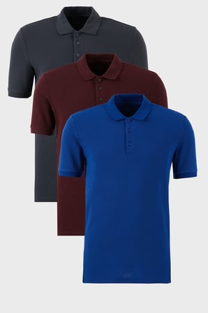 Buratti Pamuklu Regular Fit Düğmeli Polo Yaka 3'lü Paket T Shirt Erkek T SHİRT 5902127S3