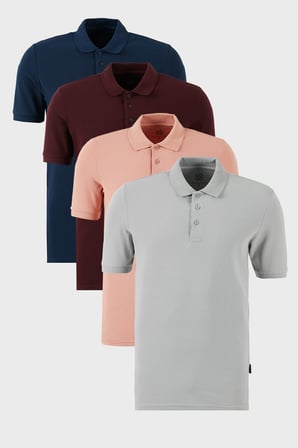 Buratti Pamuklu Regular Fit Düğmeli Polo Yaka 4'lü Paket T Shirt Erkek T SHİRT 5902127S4