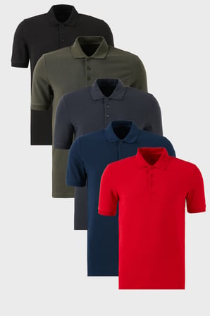 Buratti Pamuklu Regular Fit Düğmeli Polo Yaka 5'li Paket T Shirt Erkek T SHİRT 5902127S5