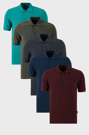 Buratti Pamuklu Regular Fit Düğmeli Polo Yaka 5'li Paket T Shirt Erkek T SHİRT 5902127S5