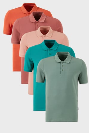 Buratti Pamuklu Regular Fit Düğmeli Polo Yaka 5'li Paket T Shirt Erkek T SHİRT 5902127S5