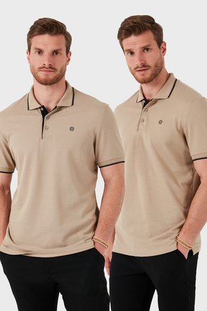 Buratti Pamuklu Slim Fit Düğmeli 2'li Paket Polo Yaka T Shirt Erkek POLO YAKA T SHİRT 5902118S2