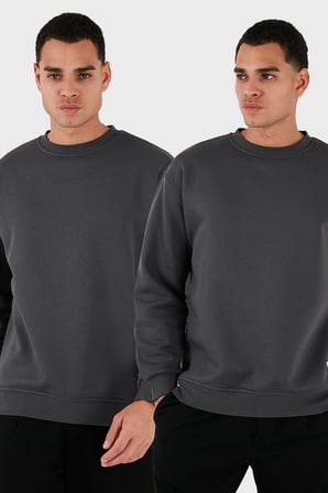 Buratti Regular Fit Bisiklet Yaka Şardonlu 2'li Paket Sweat Erkek SWEAT 5905255S2