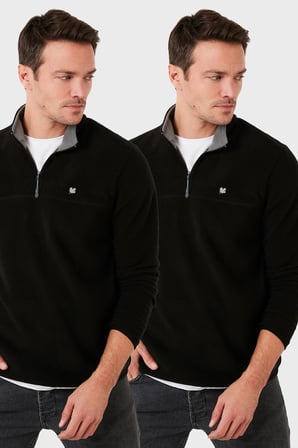 Buratti Slim Fit Anti-Pilling Tüylenme Yapmayan Şardonlu Soğuk Geçirmez  2'li Paket Polar Erkek POLAR 5906001S2