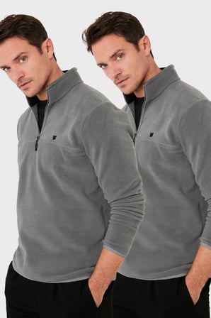 Buratti Slim Fit Anti-Pilling Tüylenme Yapmayan Şardonlu Soğuk Geçirmez  2'li Paket Polar Erkek POLAR 5906001S2