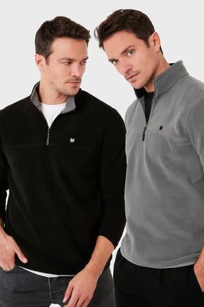 Buratti Slim Fit Anti-Pilling Tüylenme Yapmayan Şardonlu Soğuk Geçirmez  2'li Paket Polar Erkek POLAR 5906001S2