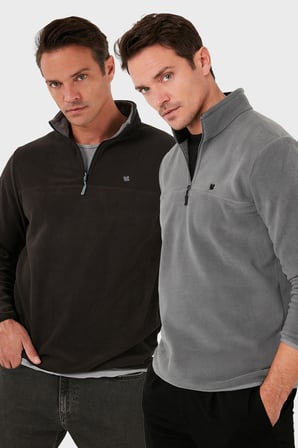 Buratti Slim Fit Anti-Pilling Tüylenme Yapmayan Şardonlu Soğuk Geçirmez  2'li Paket Polar Erkek POLAR 5906001S2