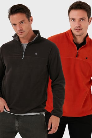 Buratti Slim Fit Anti-Pilling Tüylenme Yapmayan Şardonlu Soğuk Geçirmez  2'li Paket Polar Erkek POLAR 5906001S2