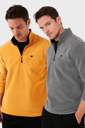 Buratti Slim Fit Anti-Pilling Tüylenme Yapmayan Şardonlu Soğuk Geçirmez  2'li Paket Polar Erkek POLAR 5906001S2