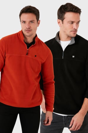 Buratti Slim Fit Anti-Pilling Tüylenme Yapmayan Şardonlu Soğuk Geçirmez  2'li Paket Polar Erkek POLAR 5906001S2