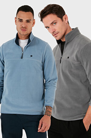 Buratti Slim Fit Anti-Pilling Tüylenme Yapmayan Bato Yaka Şardonlu 2'li Paket Polar Erkek POLAR 5906001S2