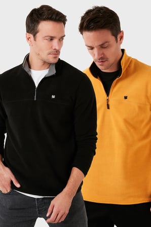 Buratti Slim Fit Anti-Pilling Tüylenme Yapmayan Şardonlu Soğuk Geçirmez  2'li Paket Polar Erkek POLAR 5906001S2