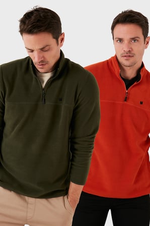 Buratti Slim Fit Anti-Pilling Tüylenme Yapmayan Şardonlu Soğuk Geçirmez  2'li Paket Polar Erkek POLAR 5906001S2