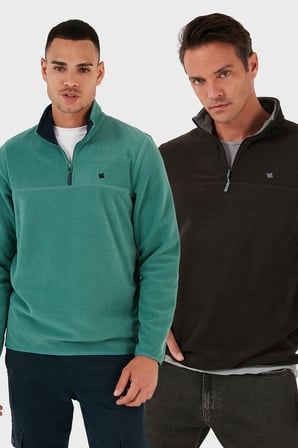 Buratti Slim Fit Anti-Pilling Tüylenme Yapmayan Şardonlu Soğuk Geçirmez  2'li Paket Polar Erkek POLAR 5906001S2