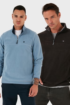 Buratti Slim Fit Anti-Pilling Tüylenme Yapmayan Şardonlu Soğuk Geçirmez  2'li Paket Polar Erkek POLAR 5906001S2