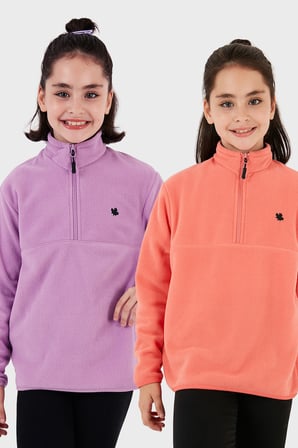 Lela Yumuşak Dokulu Fermuarlı Dik Yaka Şardonlu 2'li Paket Polar Çocuk POLAR 5905002S2