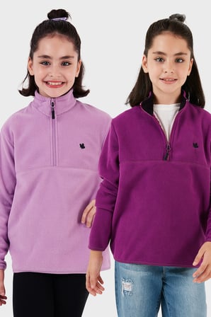 Lela Yumuşak Dokulu Fermuarlı Dik Yaka Şardonlu 2'li Paket Polar Çocuk POLAR 5905002S2