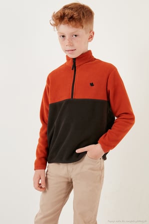 Lela Yumuşak Dokulu Yarım Fermuarlı Renk Bloklu Dik Yaka Unisex Çocuk 2'li Paket Polar POLAR 5905004S2