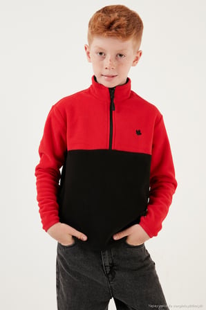 Lela Yumuşak Dokulu Yarım Fermuarlı Renk Bloklu Dik Yaka Unisex Çocuk 2'li Paket Polar POLAR 5905004S2