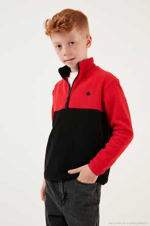 Lela Yumuşak Dokulu Yarım Fermuarlı Renk Bloklu Dik Yaka Unisex Çocuk 2'li Paket Polar POLAR 5905004S2