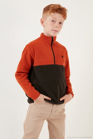 Lela Yumuşak Dokulu Yarım Fermuarlı Renk Bloklu Dik Yaka Unisex Çocuk 2'li Paket Polar POLAR 5905004S2