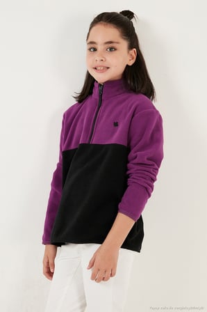 Lela Yumuşak Dokulu Yarım Fermuarlı Renk Bloklu Dik Yaka Unisex Çocuk 2'li Paket Polar POLAR 5905004S2