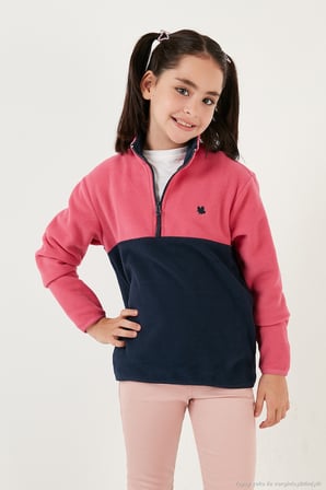 Lela Yumuşak Dokulu Yarım Fermuarlı Renk Bloklu Dik Yaka Unisex Çocuk 2'li Paket Polar POLAR 5905004S2