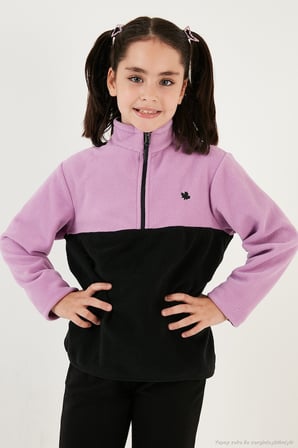 Lela Yumuşak Dokulu Yarım Fermuarlı Renk Bloklu Dik Yaka Unisex Çocuk 2'li Paket Polar POLAR 5905004S2