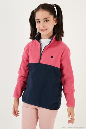 Lela Yumuşak Dokulu Yarım Fermuarlı Renk Bloklu Dik Yaka Unisex Çocuk 2'li Paket Polar POLAR 5905004S2