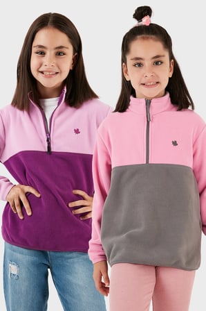 Lela Yumuşak Dokulu Yarım Fermuarlı Renk Bloklu Dik Yaka Unisex Çocuk 2'li Paket Polar POLAR 5905004S2