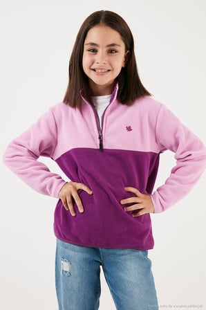 Lela Yumuşak Dokulu Yarım Fermuarlı Renk Bloklu Dik Yaka Unisex Çocuk 2'li Paket Polar POLAR 5905004S2