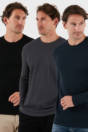 Buratti Pamuklu Bisklet Yaka Normal Kalıp Basic 3'lü Paket Sweat Erkek SWEAT 5905073S3