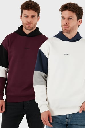 Buratti Pamuklu Relaxed Fit Kapüşonlu İçi Tüylü Yumuşak Şardonlu 2' li Paket Sweat Erkek SWEAT 5905299S2