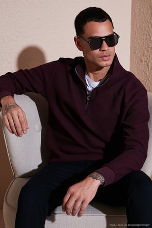 Buratti Pamuklu Regular Fit Yarım Fermuarlı Dik Yaka 2'li Paket Sweat Erkek SWEAT 5905716S2
