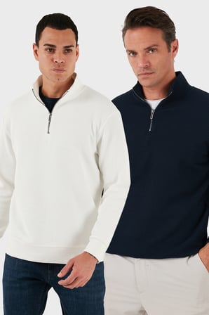 Buratti Pamuklu Regular Fit Yarım Fermuarlı Dik Yaka 2'li Paket Sweat Erkek SWEAT 5905716S2