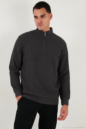Buratti Pamuklu Regular Fit Yarım Fermuarlı Dik Yaka 2'li Paket Sweat Erkek SWEAT 5905716S2