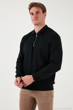 Buratti Pamuklu Regular Fit Yarım Fermuarlı 2'li Paket Polo Yaka Sweat Erkek SWEAT 5905789S2