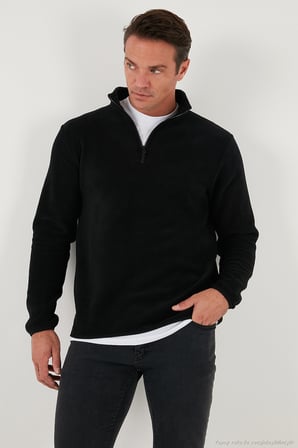 Buratti Slim Fit Yarım Fermuarlı Dik Yaka Soğuk Geçirmez 2'li Paket Polar Erkek POLAR 5906003S2