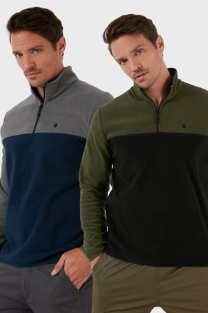 Buratti Regular Fit Anti-Pilling Tüylenme Yapmayan Dik Yaka Şardonlu 2'li Paket Polar Erkek POLAR 5906016S2