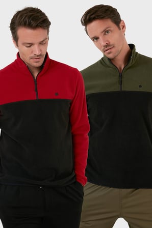 Buratti Regular Fit Anti-Pilling Tüylenme Yapmayan Dik Yaka Şardonlu 2'li Paket Polar Erkek POLAR 5906016S2