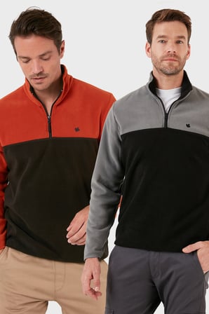 Buratti Regular Fit Anti-Pilling Tüylenme Yapmayan Dik Yaka Şardonlu 2'li Paket Polar Erkek POLAR 5906016S2