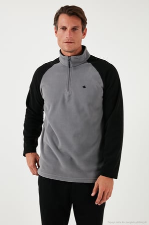 Buratti Slim Fit Yarım Fermuarlı Soğuk Geçirmez Şardonlu 2'li Paket Polar Erkek POLAR 5906055S2